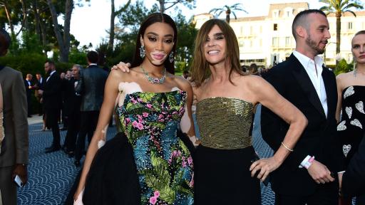 Winnie Harlow and Carine Roitfeld at AmfAR Cannes for Perrier-Jouët