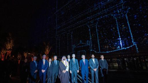 Image of RCU Governor Prince Badr and French Minister of Culture Franck Riester at opening of AlUla Wonder of Arabia in Paris