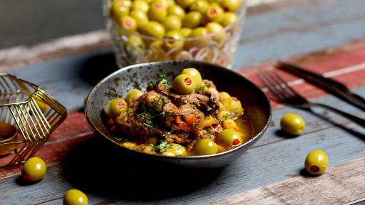 Image of Cuban ropa vieja with olives