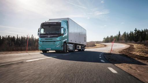 Volvo Trucks demonstrate heavy-duty electric concept trucks.