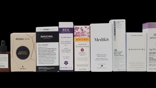 Image of Nine commercial Bakuchiol labelled products, including both serums and oils, were obtained on the open market and concentration of Bakuchiol was evaluated