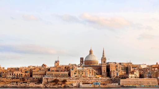 Image of early winter morning in Valletta Malta.