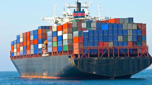 Image of cargo container ship at sea
