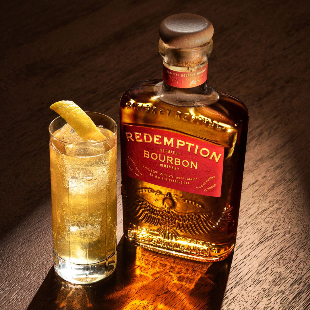 Redemption Whiskey’s Straight Bourbon Bottle and Peach Palmer Cocktail