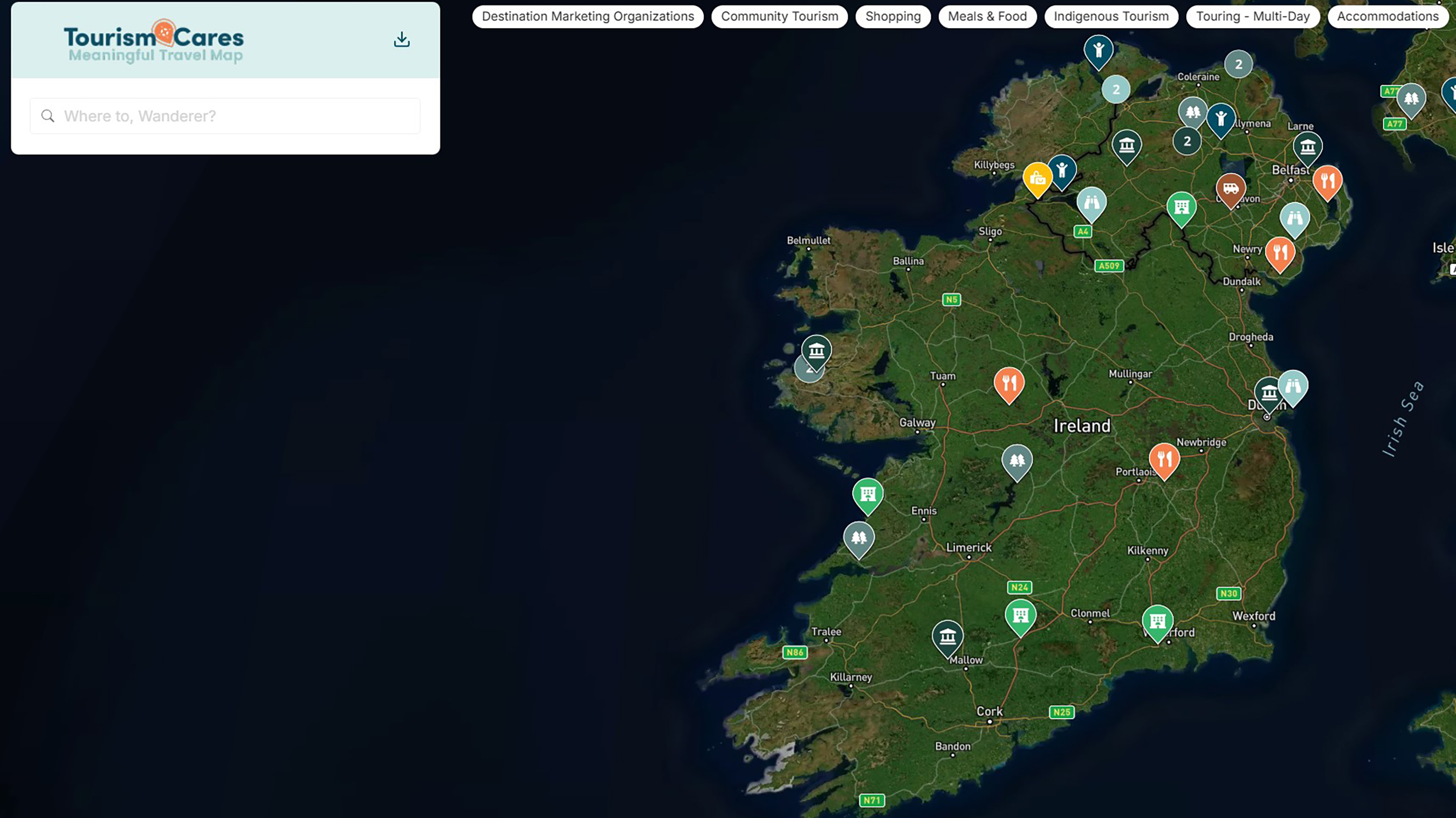 Tourism Cares Ireland Map
